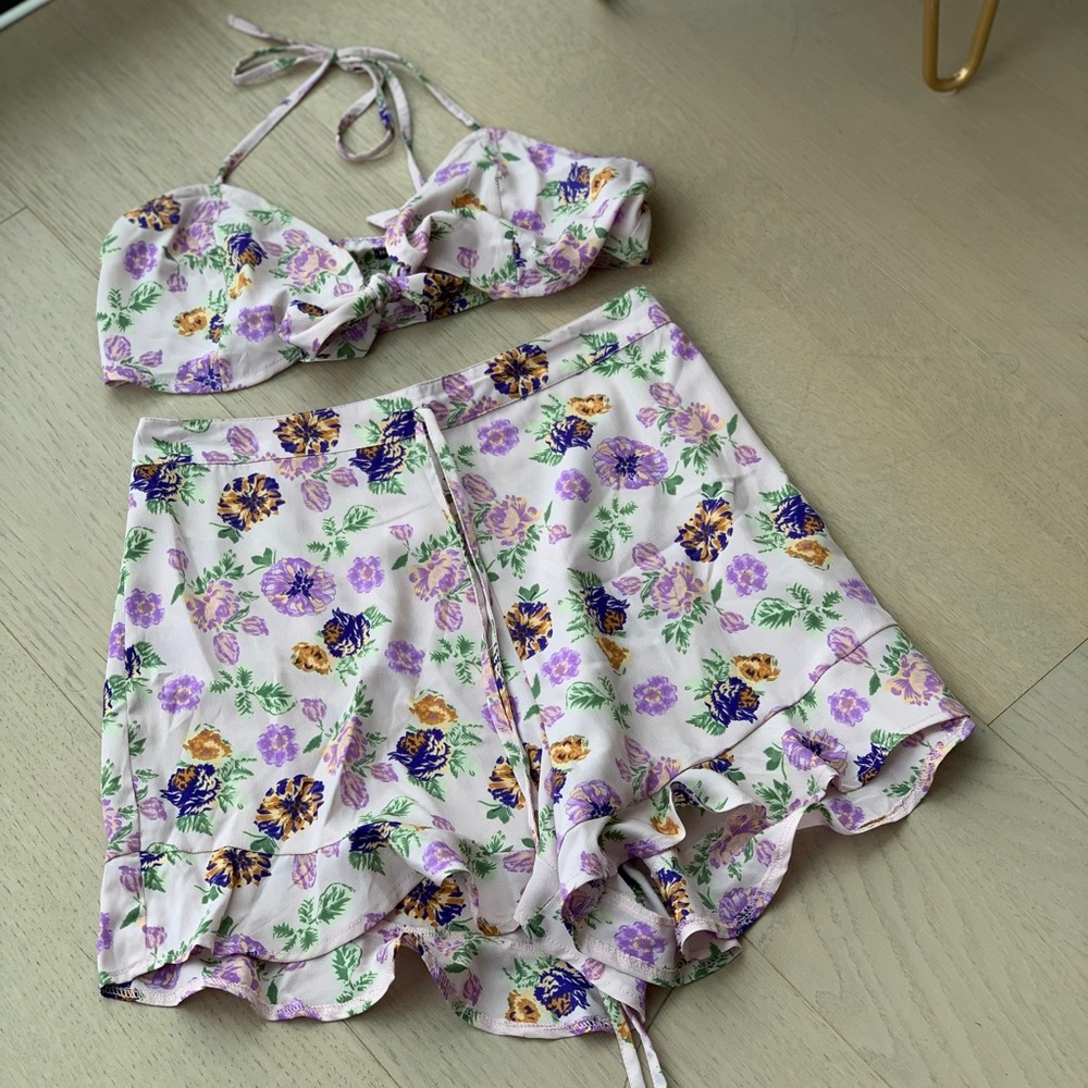 Nasty Gal Floral Bralette & Short Set - Size US 6